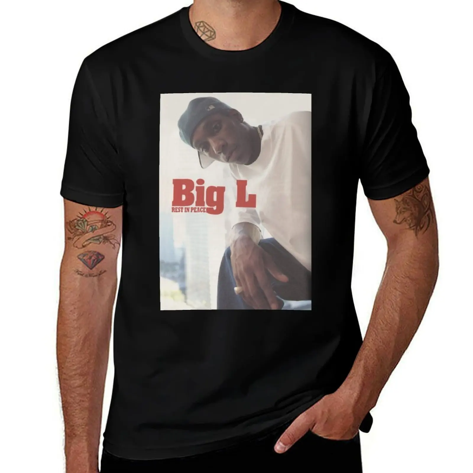 Фото Футболка Big L Rest In Peace, минималистичный повседневный топ с короткими рукавами №1