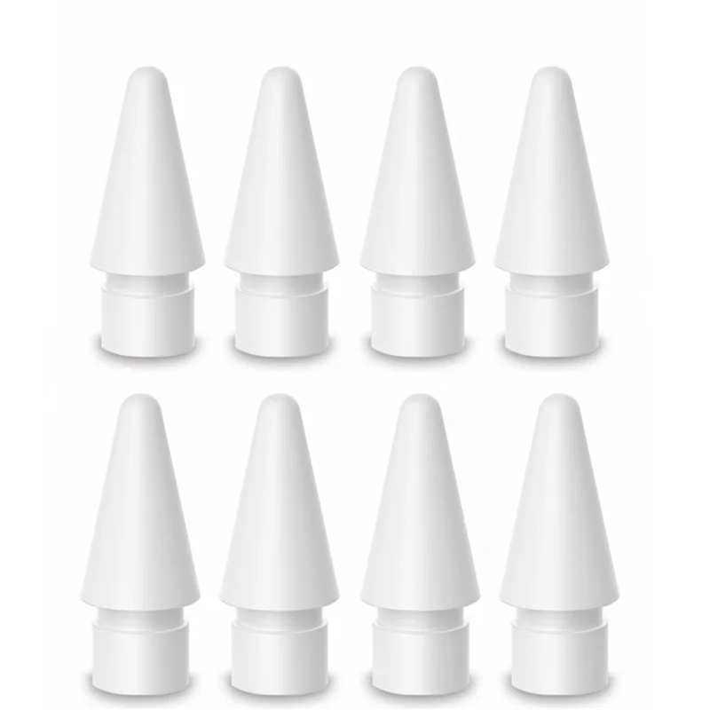 

8 шт., сменные наконечники для карандашей Apple Pencil 1-го и 2-го поколения (белые)