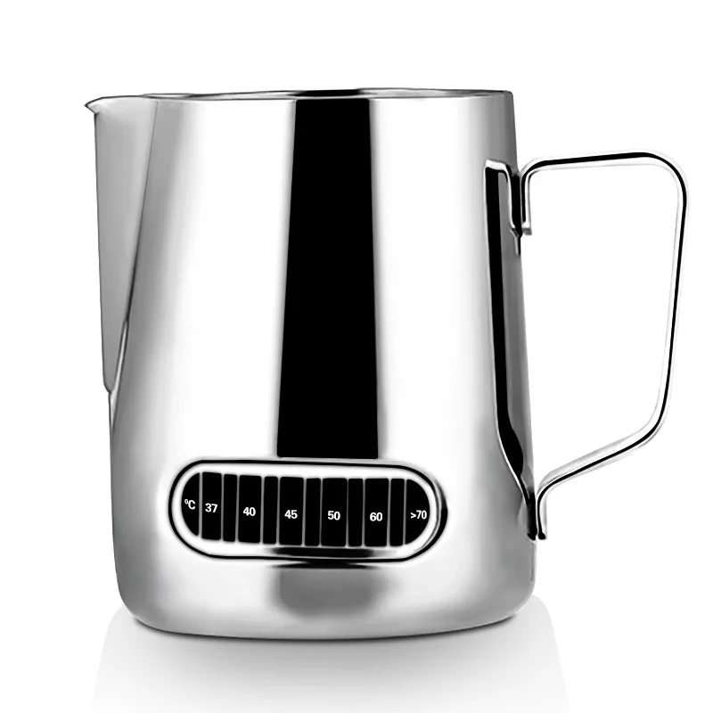 

Espresso Steaming Pitchers Stainless Steel Espresso Milk Frothing Pitcher Stainless Steel Garland Cup With Temperature Sticker