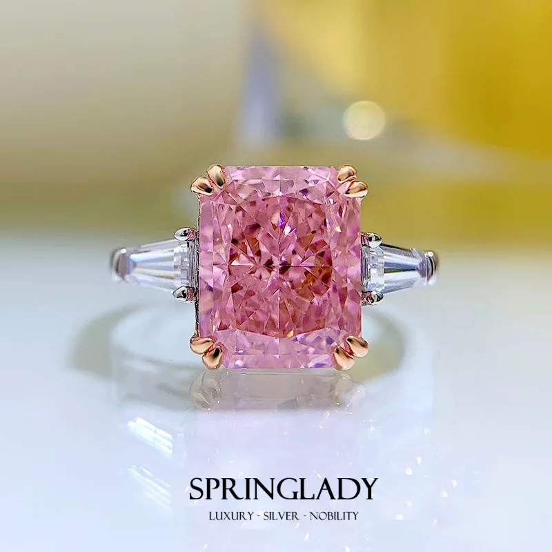 

Женское кольцо из серебра 925 пробы, с розовым кварцем, 8 х10 мм