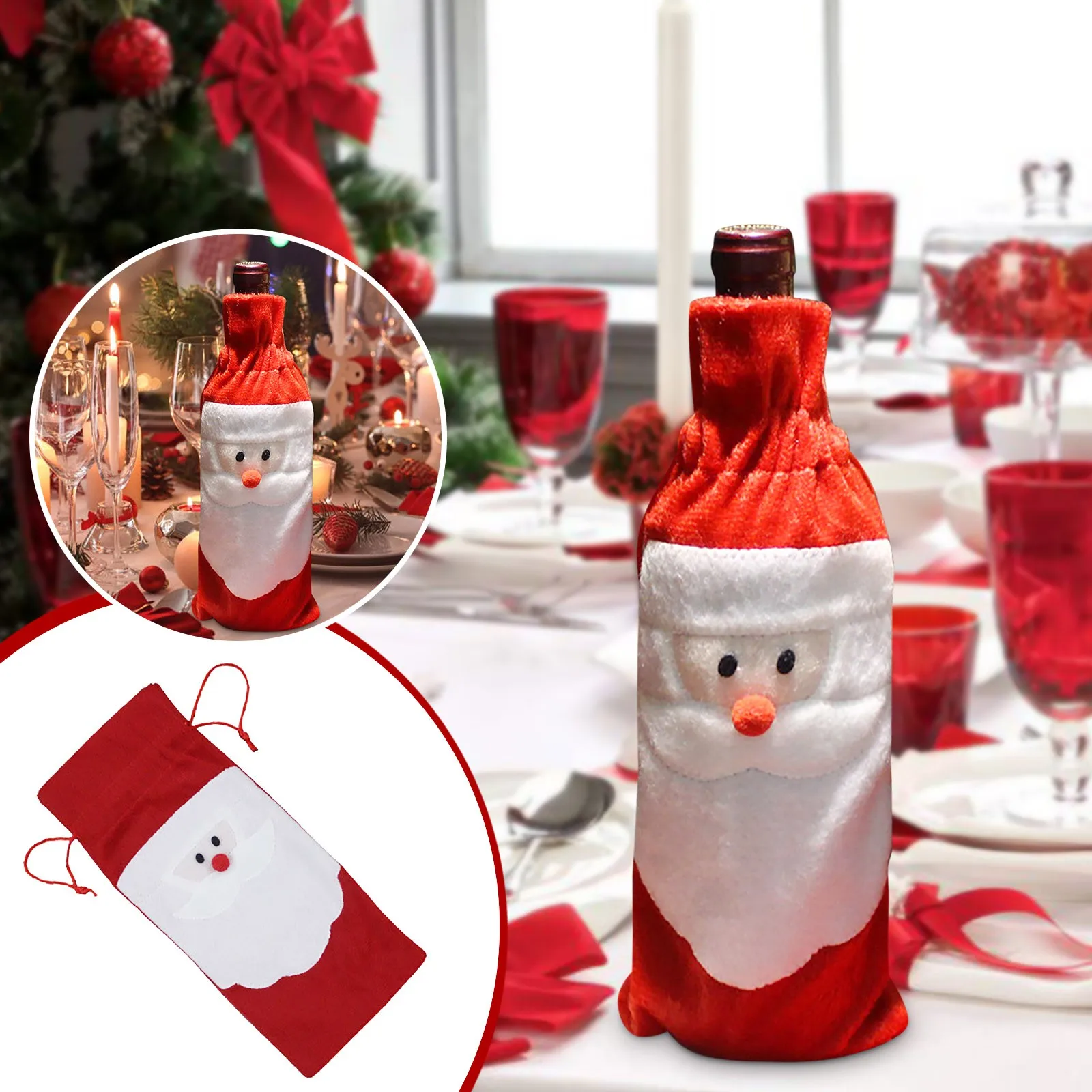 Christmas Santa Wine Bottle Set Bag Bag Candlelight Dinner And Christmas Family Party Table Giant Wine Glasses Oversized