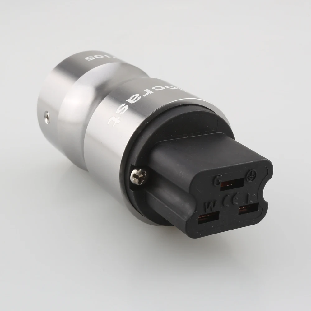 For Audiocrast Viborg Aluminum Alloy Housing Gold Plated 20A C19 IEC Female Plug AC Power Socket Plug Audio HIFI Supply Outlet