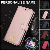 personalise case for iphone 13 pro max customized name 3d initial letters for iphone 11 12 13 pro max leather flip wallet cover