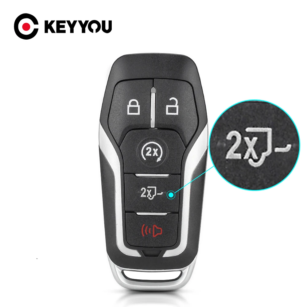 

KEYYOU Remote Smart Car Key Fob Shell Case For 2015 2016 2017 Ford F-150 Explorer Edge Mustang Fusion 4/5 Buttons With Blade