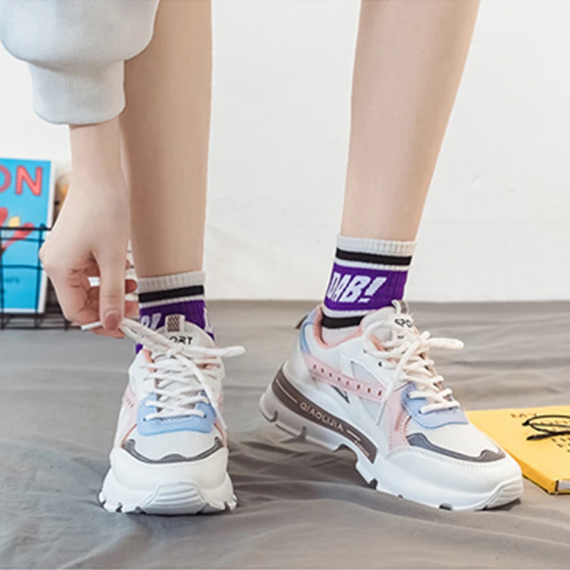 

Women Fashion Sneakers Spring Autumn 2022 New Brand Breathable Platform Shoes Woman Mesh Lace-Up High Quality Ladies Shoe Summer