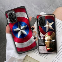marvel superhero captain america shield phone case for xiaomi mi note 11 10 9 8 6x 11x lite 9t cc9 pro se