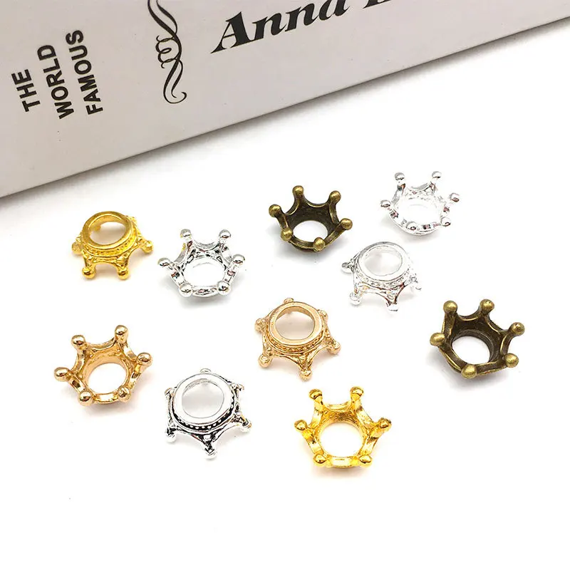 50pcs Alloy Mini Crown Pendants DIY Bracelet Vintage Necklace Earrings Metal Jewelry Accessories Spacer Beads Handmade Materials
