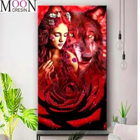 2022 diy diamond painting cross stitch red beauty tiger mosaic embroidery full square round drill home decor rhinestones 40x80cm