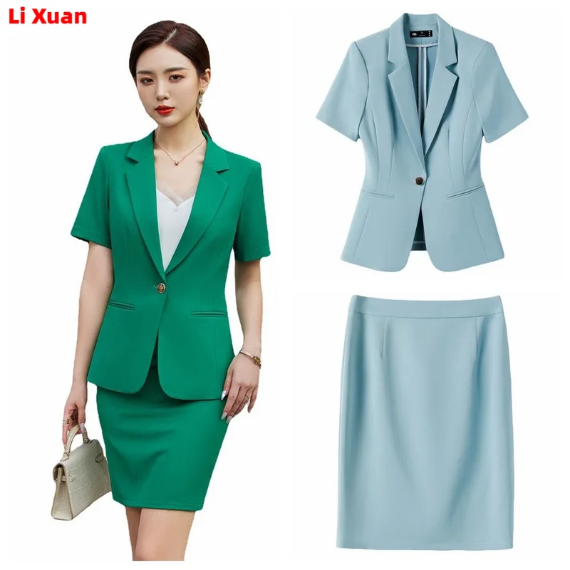 

Quality Summer Thin Style Womens Pencil Skirt Blazer Sets Outfits Korean Female Formal Business Office Ladies Work Jacket Suit
