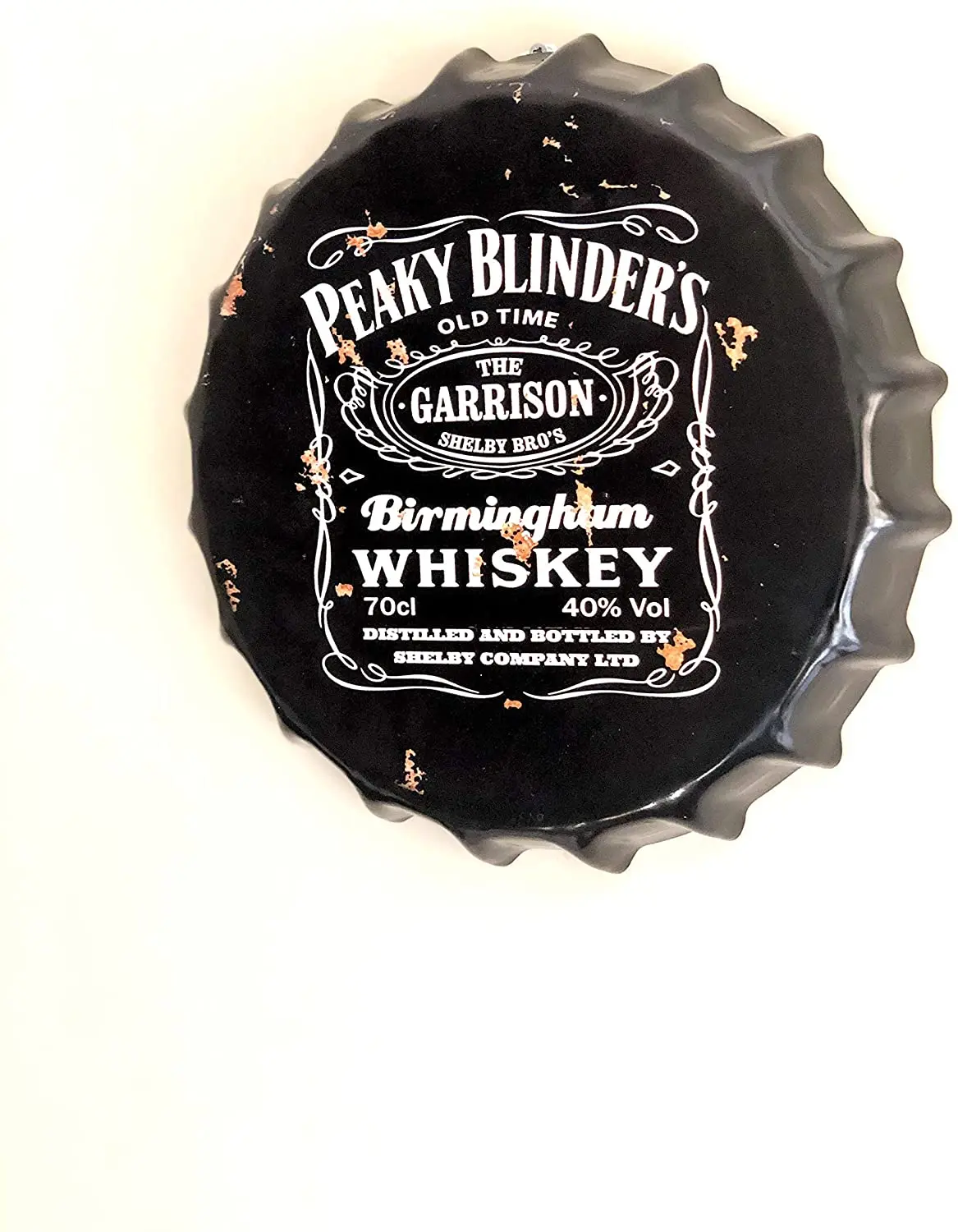 

Peaky Blinder's Birmingham Retro Vintage Wall Sign Tin Metal Bottle Cap Sign Shaped Metal Beer Wall Decor