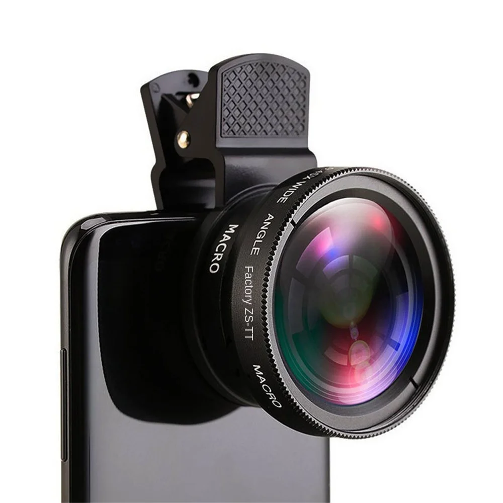 

Portabale Lens Universal Clip 37mm Mobile Phone Lens Professional 0.45x 49uv Super Wide-Angle + Macro HD Lens 2023 Hot Sale