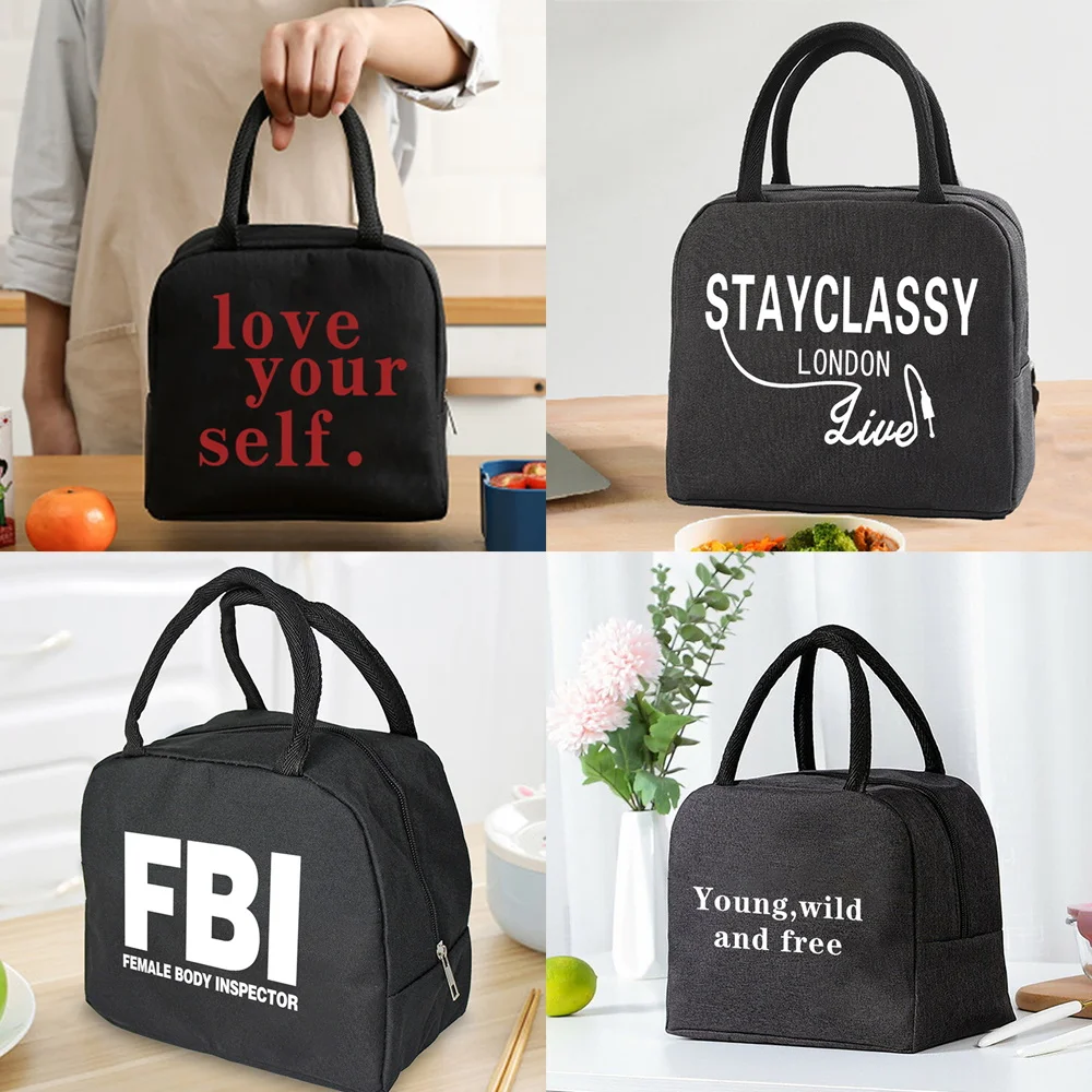 

Portable Lunch Bag Unisex Thermal Insulated Kids Lunch Box Handbag Food Picnic for Work Cooler Storage Bags Walls Series