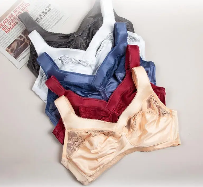 Breathable Womens Lace Wireless Minimizer Bra Full Coverage Non Padded Underwear Female Floral Lingerie 36 38 40 42 44 B C D E