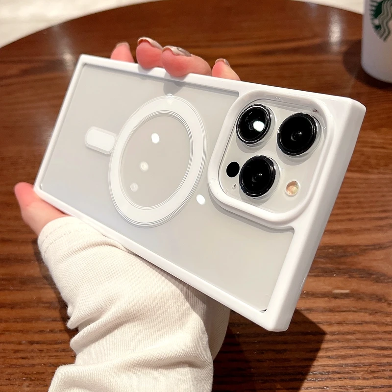 

Роскошный беспроводной прозрачный Магнитный чехол Max Magsafe для Iphone 13 14, квадратный, 11 Plus, чехол для зарядки чехлов 12 Pro, бампер