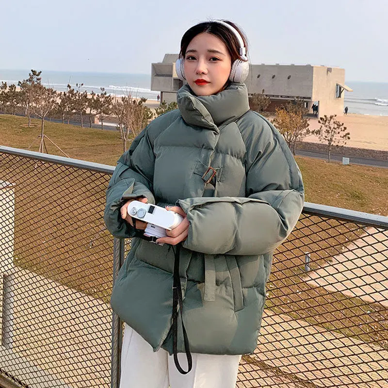2022 Winter Women Parkas Jackets Casual Solid Thick Warm Down Cotton Coat Female Black Loose Zipper Padded Coat White Outwear