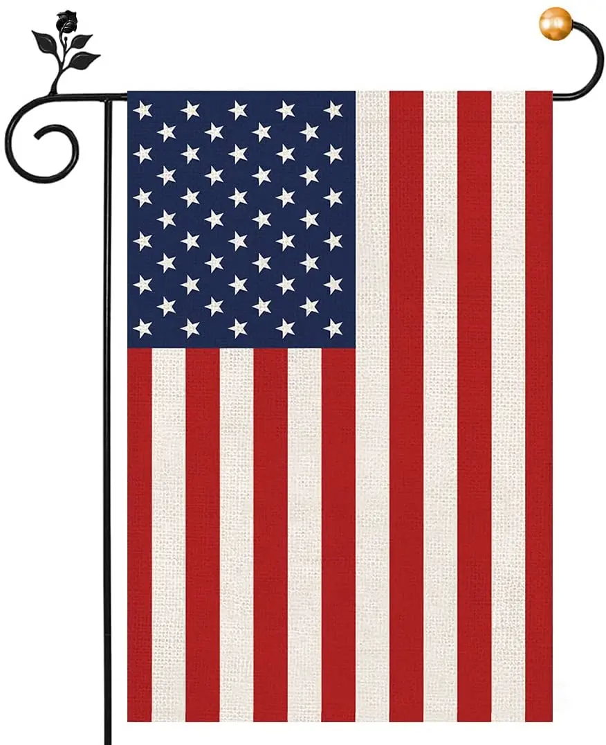 

American Garden Flag USA United States Garden Flags Burlap American 4th of July Double Sidedes Weather Resistant & Double Stitch