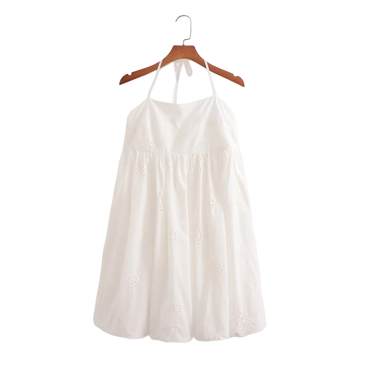 

Женское Короткое платье SLTNX TRAF, летнее модное ажурное мини-платье на бретельках, женское однотонное белое Повседневное платье на бретельках, 2023