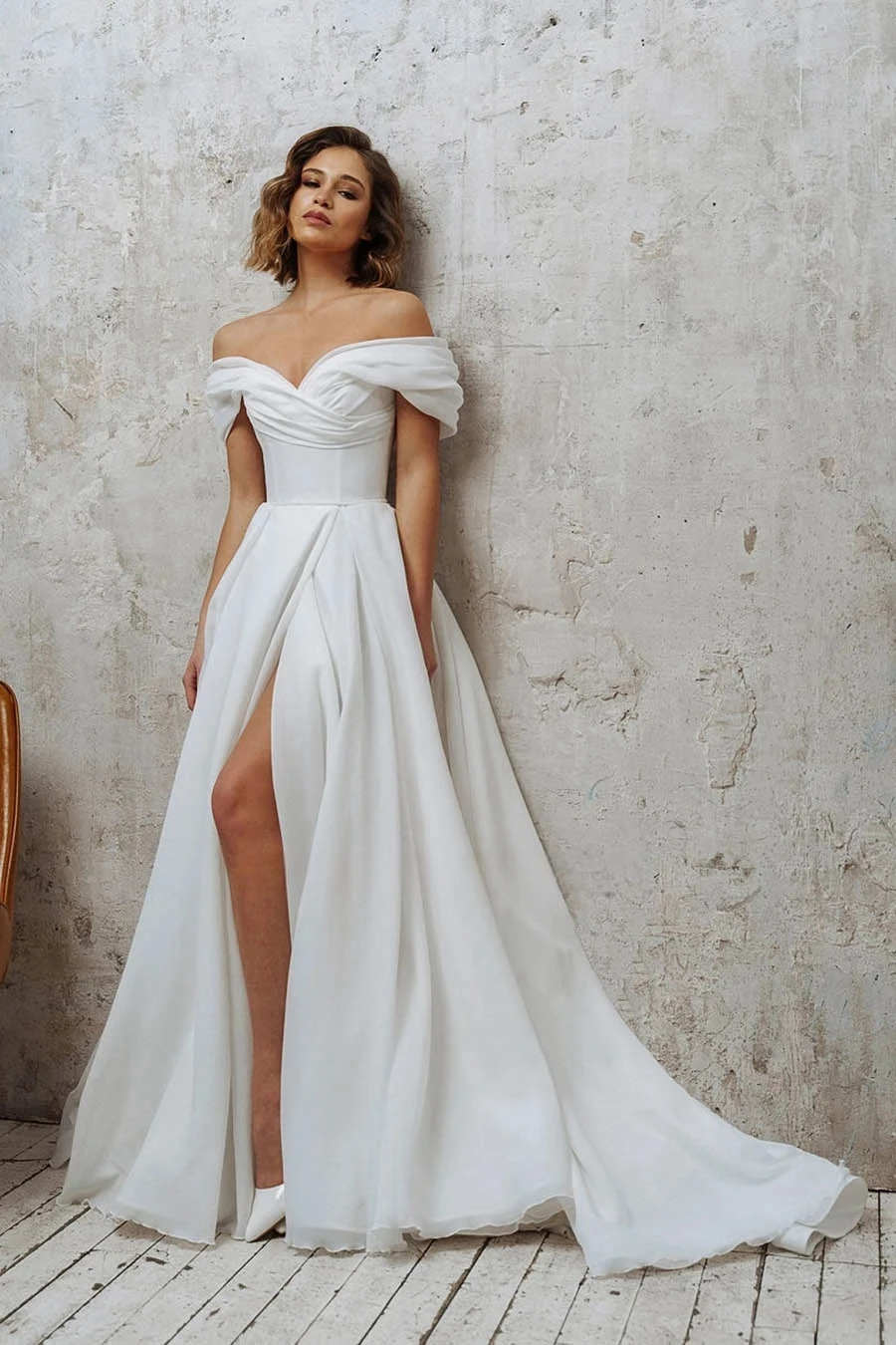 Индивидуальное свадебное платье с открытыми плечами трапециевидные Свадебные