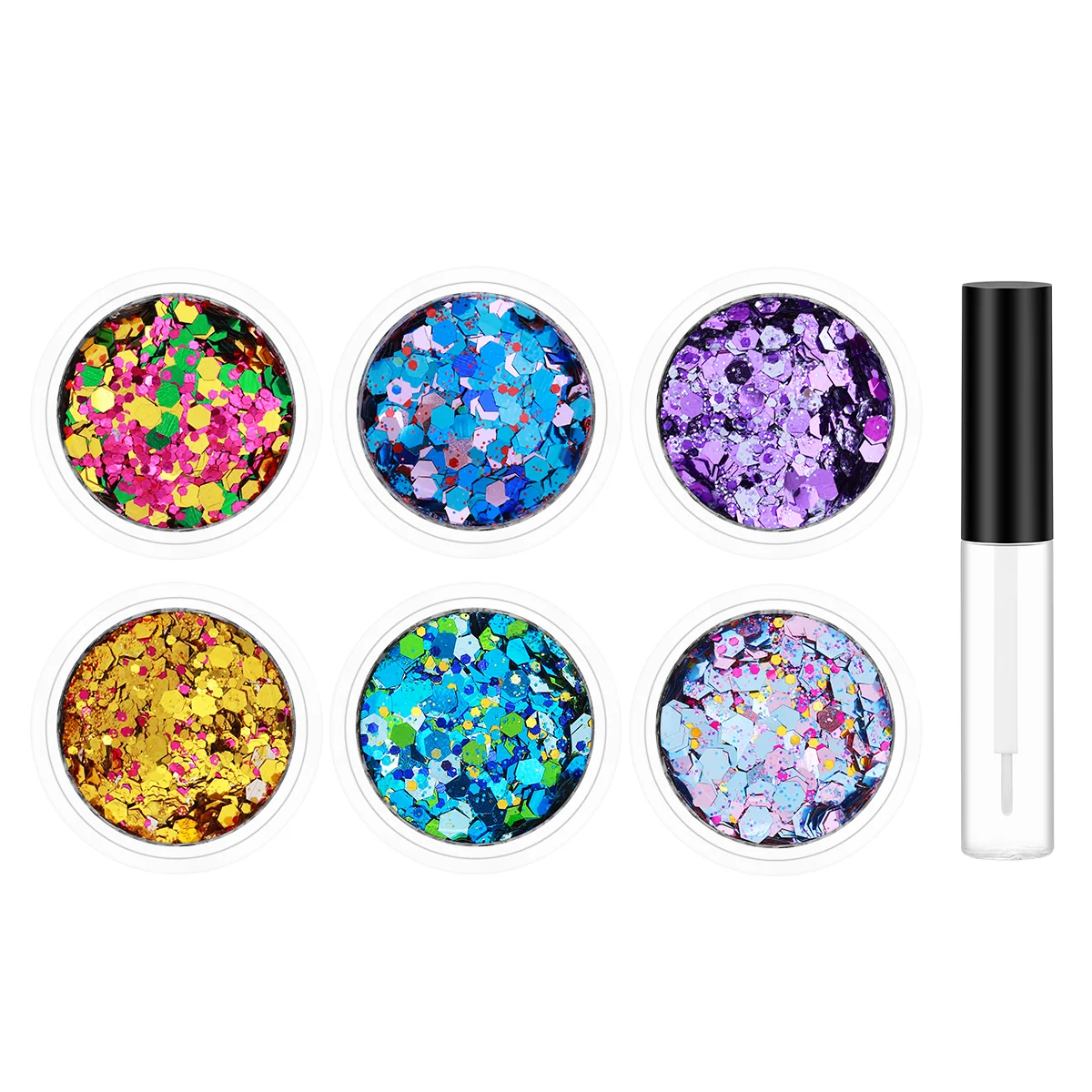 

Partykindom 6PCS Glitter Sequins Colorful with Sequins Flakes for Nail Body Hair