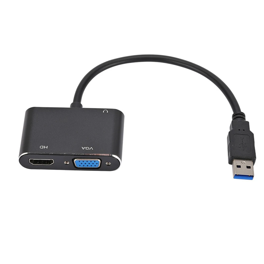 Купи 1080P HD USB3.0 to VGA HDMI-Compatible Audio Video Converter for Computer Laptop to Monitor/TV Dual Screen Display за 738 рублей в магазине AliExpress