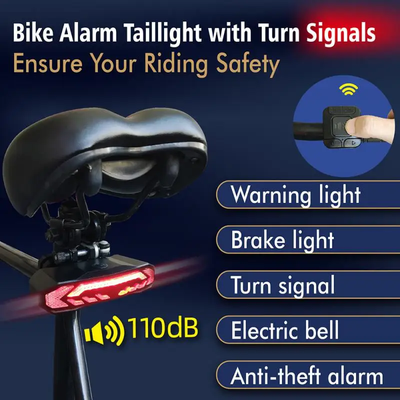 

Bicycle Alarm Taillight Burglar Bike Light USB Charging Smart Auto Brake Sensing Remote Control Waterproof Bicycle Lamp