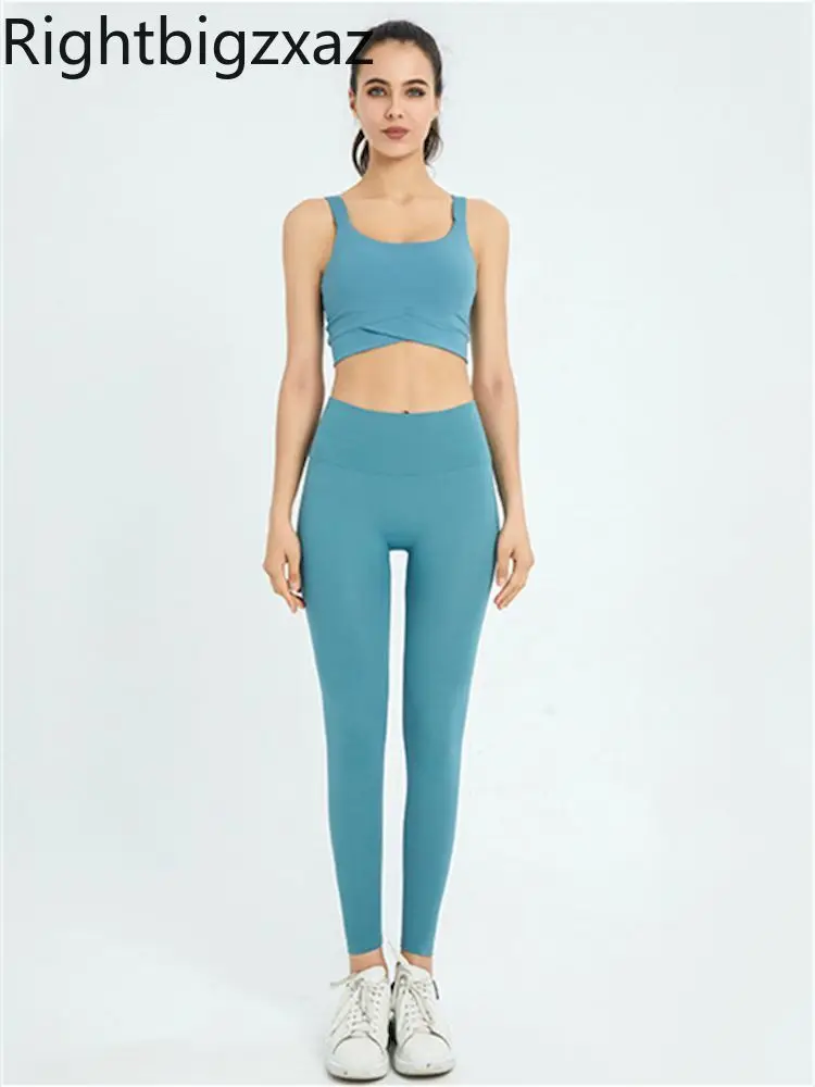 

Rightbigzxaz Yoga Suit Female Nude Sexy Seamless Yoga Clothing Suit Fitness Sportswear Peach Hip Yoga Pants Sports Vest Gym Suit