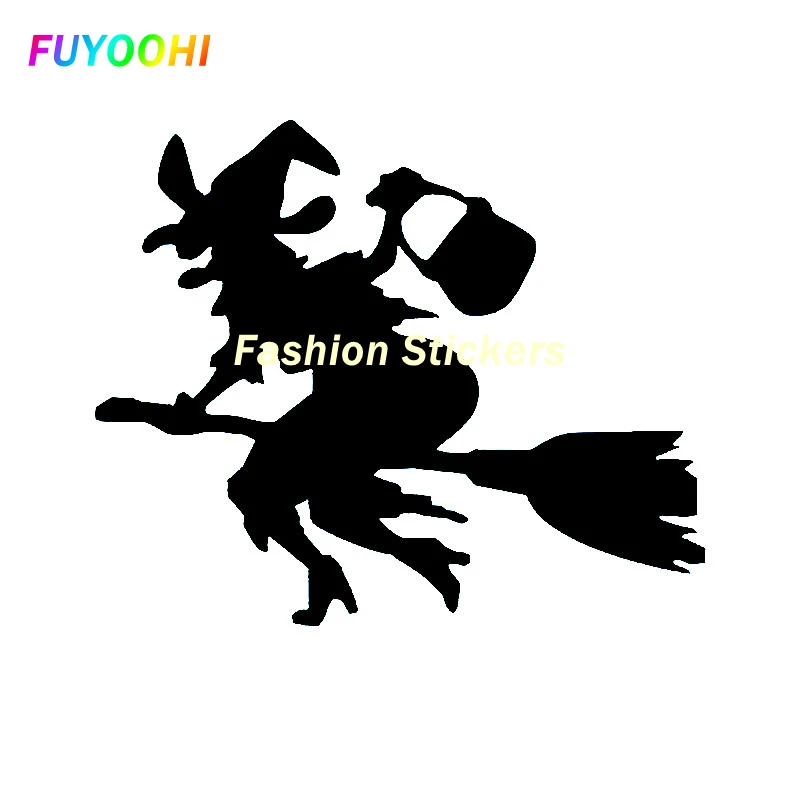

FUYOOHI Exterior/Protection Fashion Stickers Cartoon Interesting Witch on Broom Car Sticker Automobiles Motorcycles Vinyl Decal
