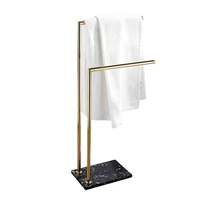 marble base freestanding stainless steel double towel arms rack holder bathroom brushed gold bath towel bar racks