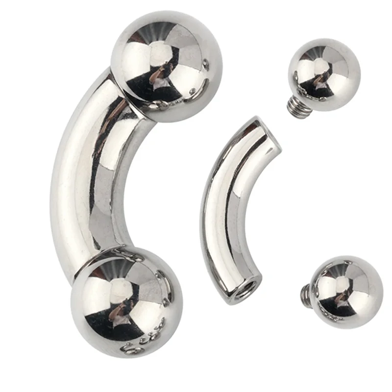 

ASTM F136 Titanium PIERC Curved Barbell Nose Ring Large size 0G-12G Threaded With Balls Earring Lip Stud Eyebrow Labret Piercing