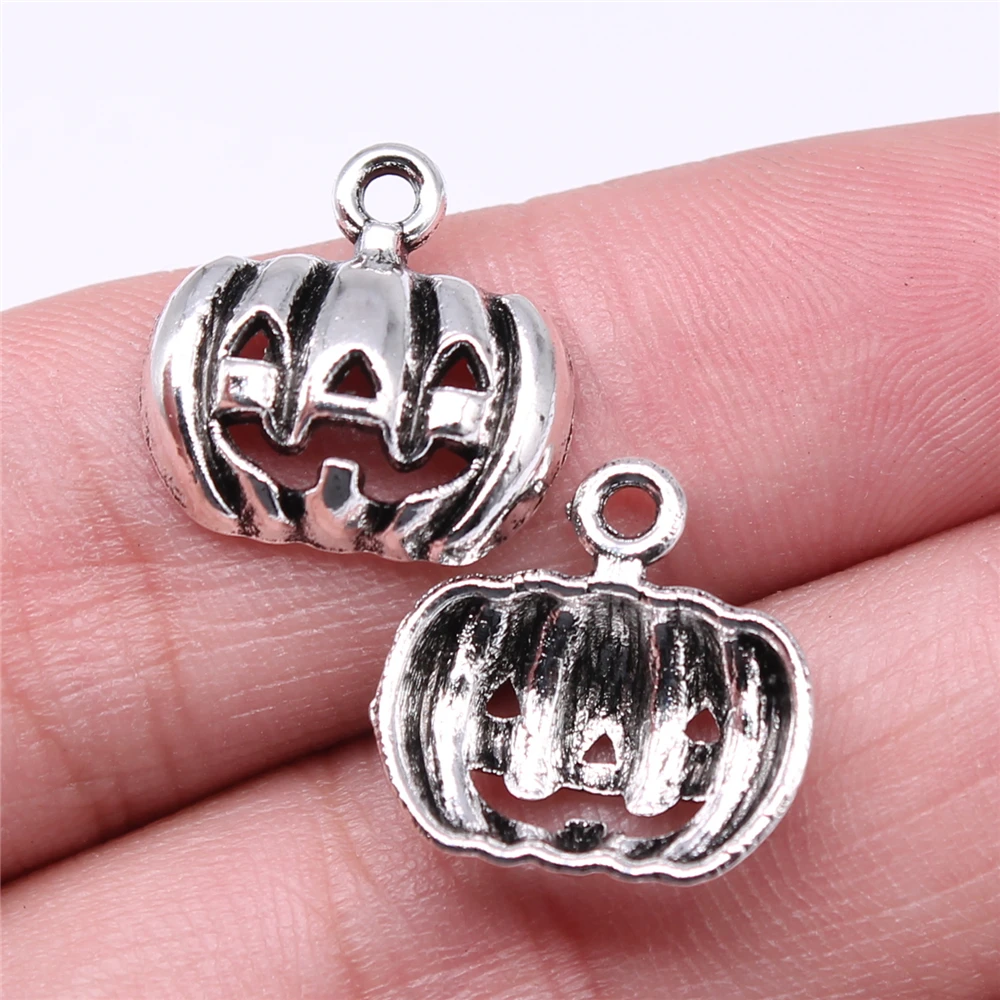 

150pcs Charms Wholesale 16x16mm Halloween Pumpkin Charms Wholesale DIY Jewelry Findings Antique Silver Color Charms Wholesale