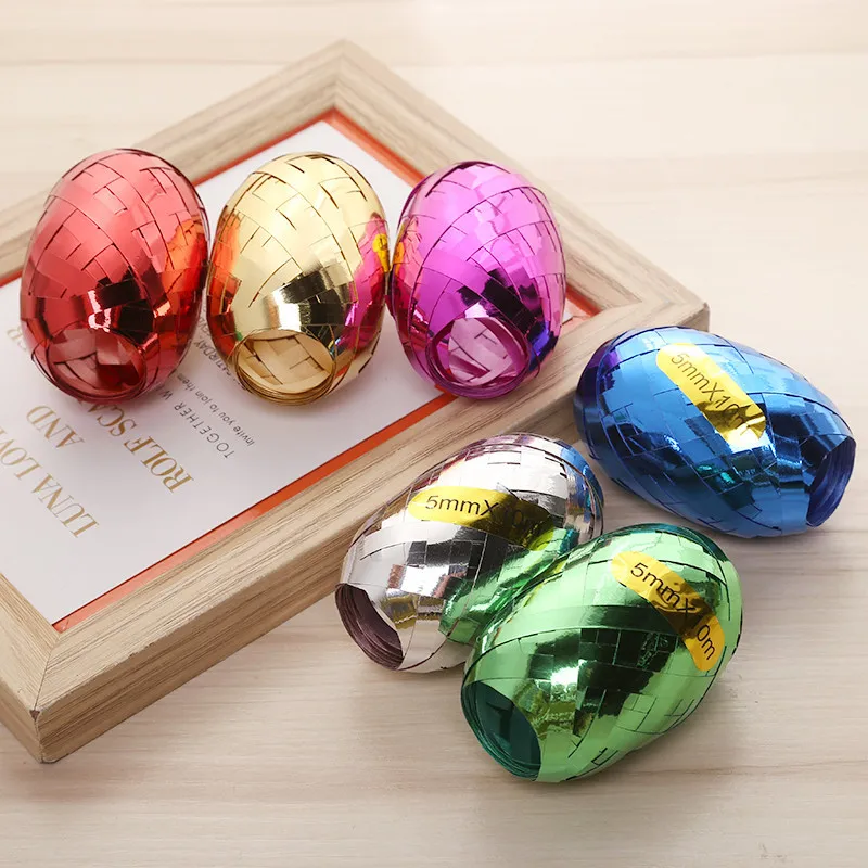 

Flower Gift Box Packaging Ribbon Wedding Party Decoration Ribbon 10m Laser Gold Rugby Birthday Party Tied Balloon Rose Yarn