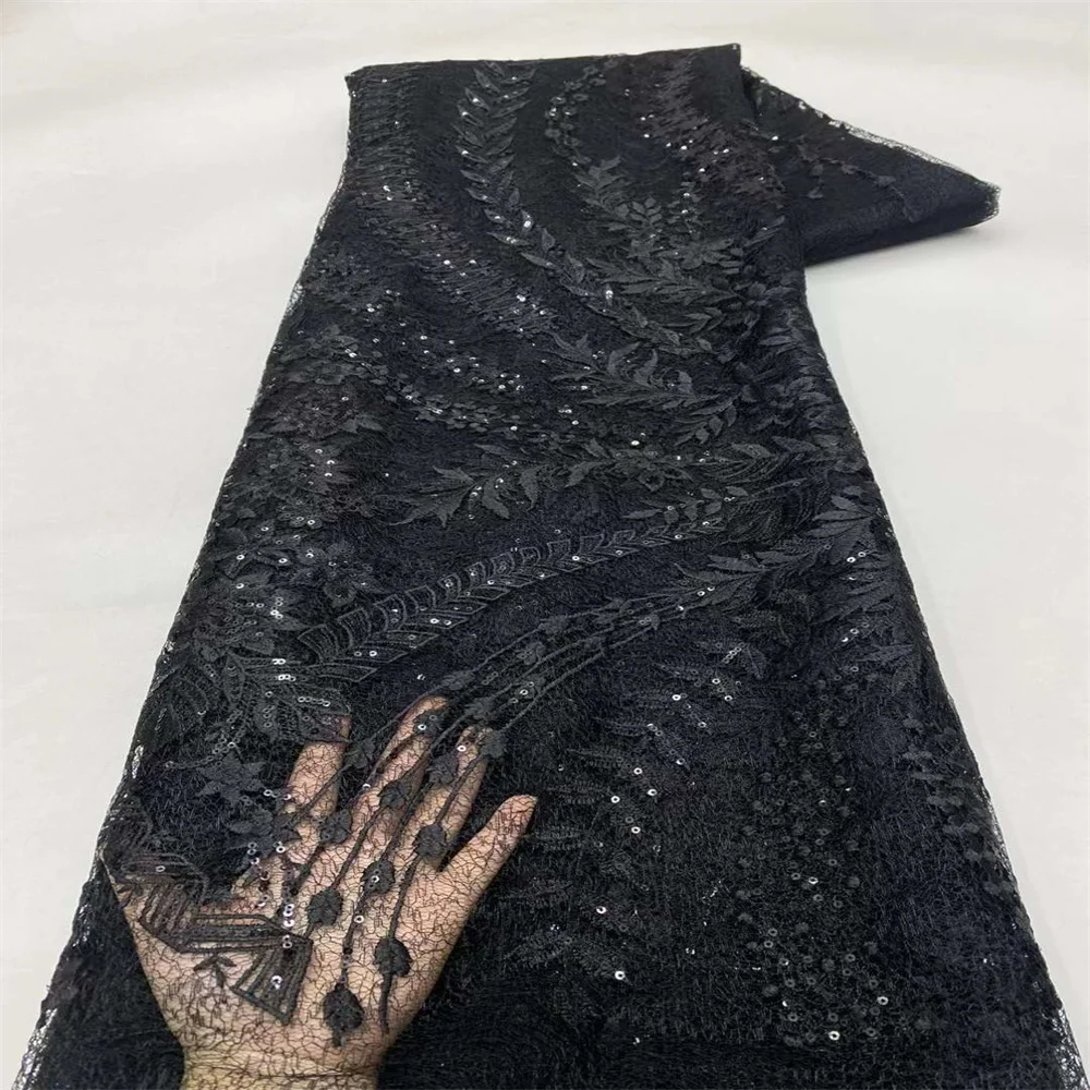 Новинка 2024 роскошное Африканское Тюлевое кружево блестящие бусины французское