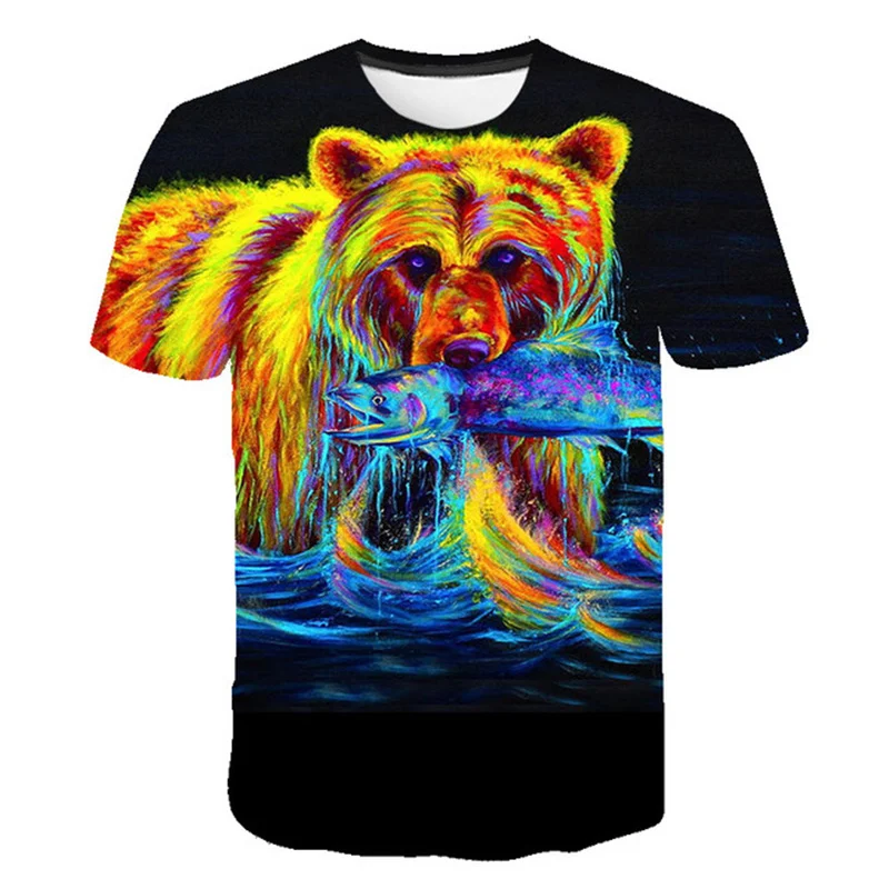

Men's fashion casual T-shirt short sleeve o-neck T-shirt fierce animal clothing men's casual 3D printed LARGE T-SHIRT 2022 NEW