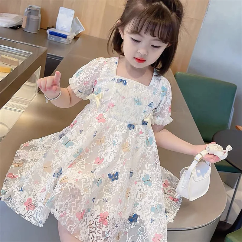 

Girl Dress Party Evening Gown Cotton Skirts 2022 Butterfly Spring Autumn Flower Girl Dress Vestido Robe Fille Beach School Kids