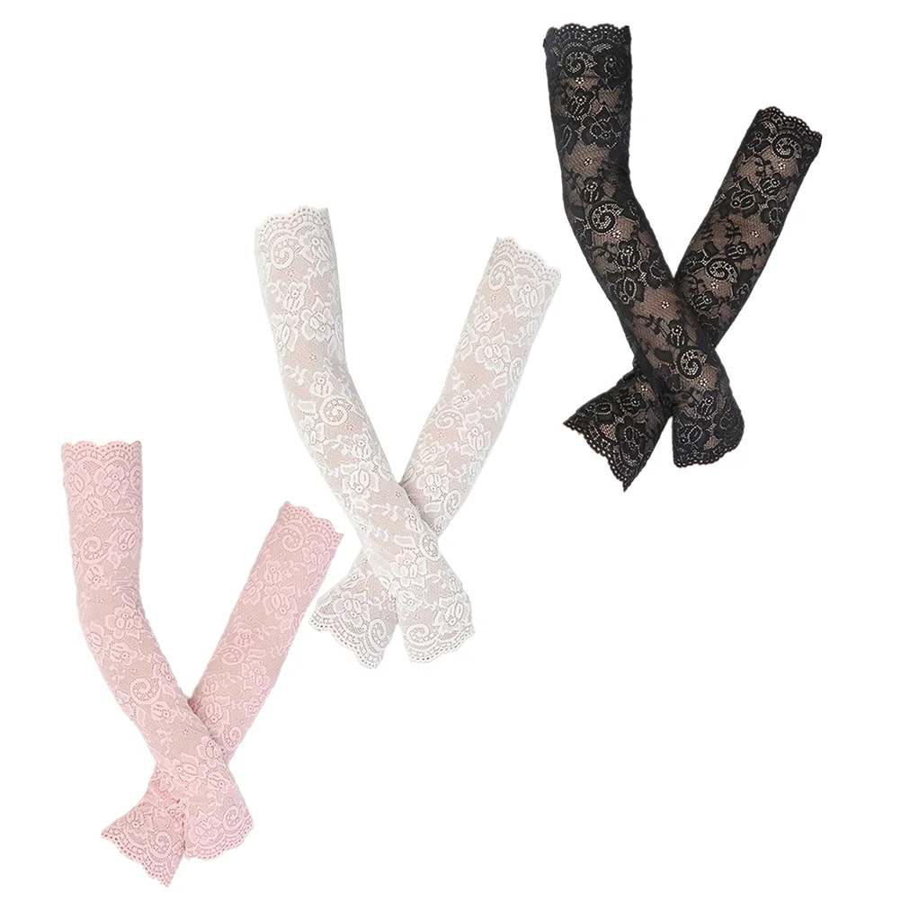 

Lace Ice Sleeves Arm Outdoor UV Protection Silk Cycling Gloves Fingerless