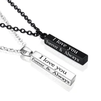 stainless steel pendant necklace black silver column wishing column necklace couple jewelry