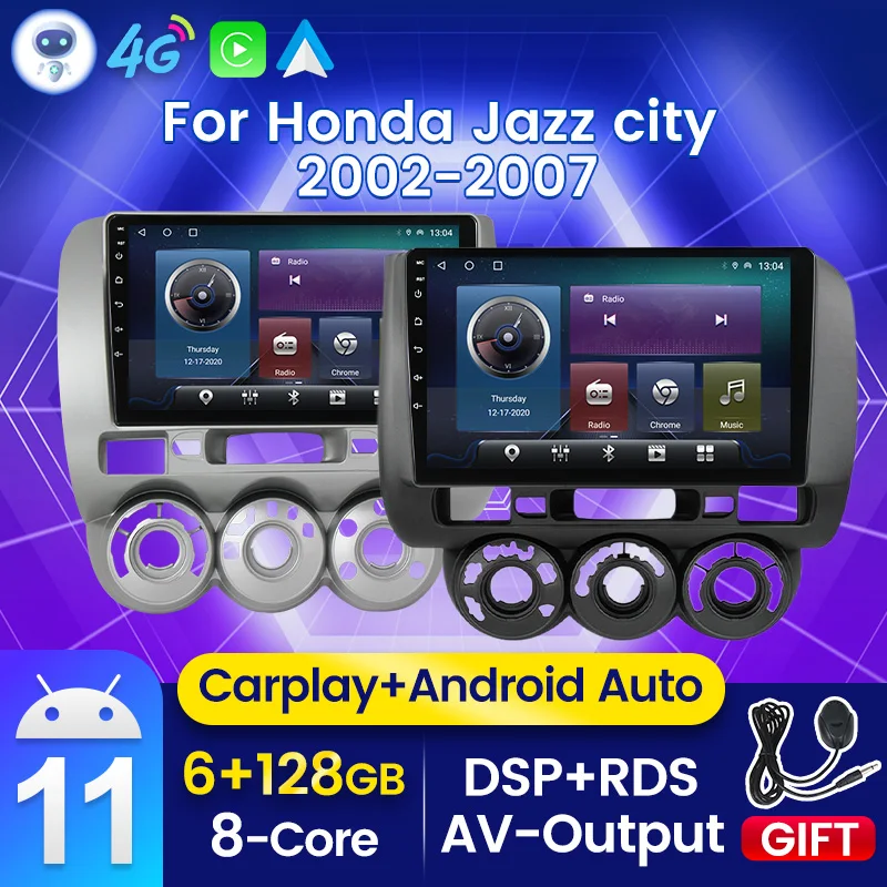 GPS мультимедийный Dvd-плеер IPS для HONDA JAZZ City 2002 2003 2004 2005 2006 2007 DSP 2din Android 11