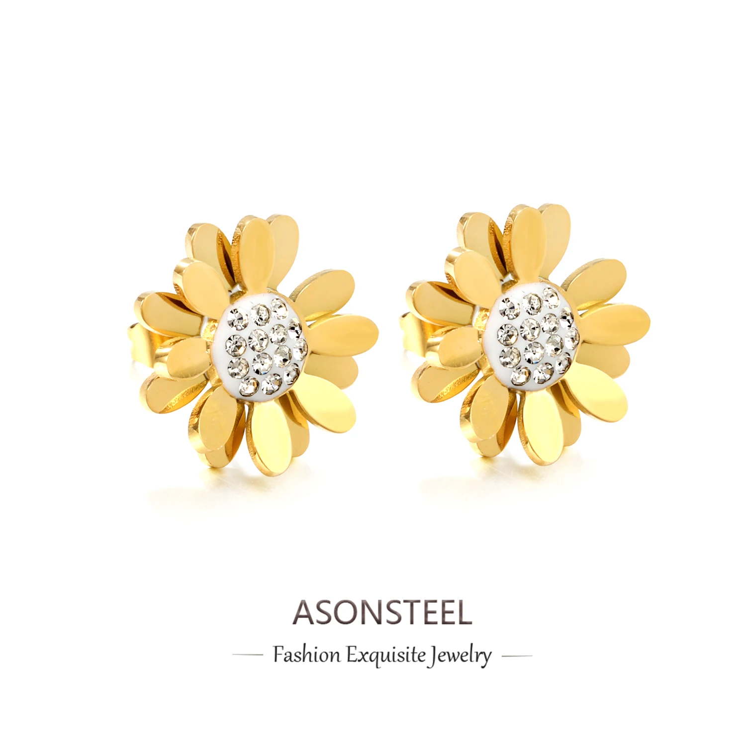 Женские серьги-гвоздики в форме сердца из нержавеющей стали 316L