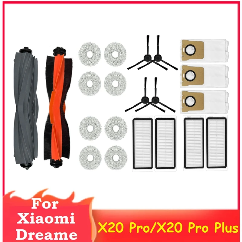 

1Set Parts Accessories Fit For Dreame X20 Pro/X20 Pro Plus Robot Vacuum Cleaner Main Side Brush Hepa Filter Mop Dust Bag