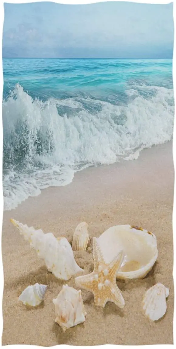 

Beach Seashell Starfish Quick Drying Towels Sea Ocean Wave Bathroom Towel Ultra Soft Absorbent Multipurpose Towels