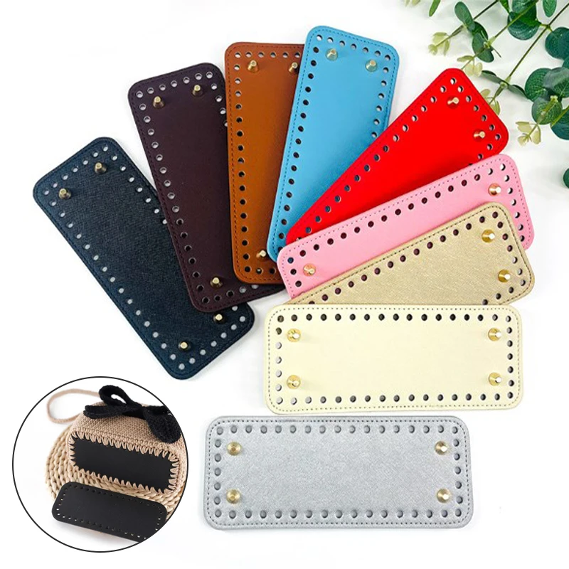

8*20cm Handmade Oval Bottom For Knitted Bag PU Leather Wear-Resistant Accessories Bottom With Holes DIY Crochet Bag Bottom