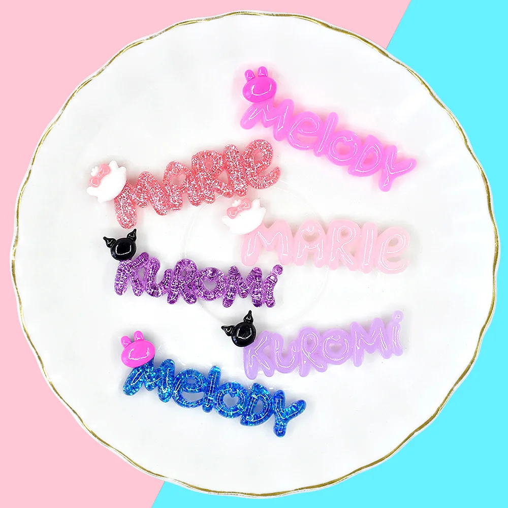 

10pcs Resin Glitter Letter Decor Material Scrapbooking Miniature Kawaii Embellishments Flatback Diy Hair Jewelry Accessories