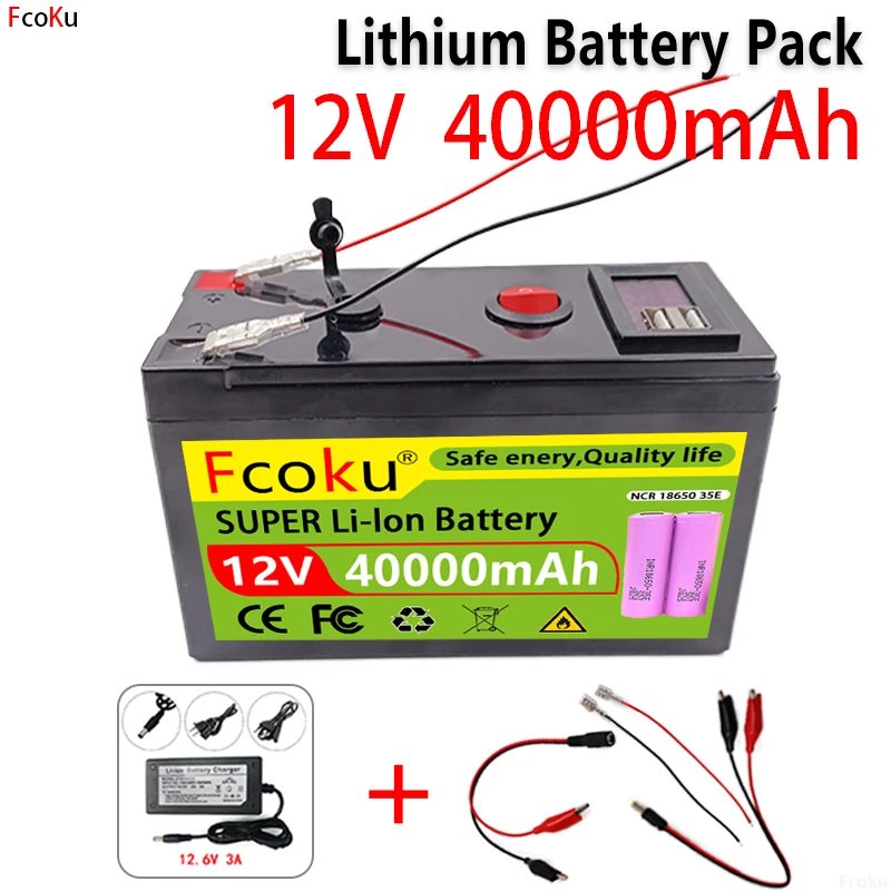 

12v 40ah 18650 Lithium Battery Pack With Built-In BMS High Current 30A For 12.6V Charger Of Sprayer Electric Vehicle Battery.