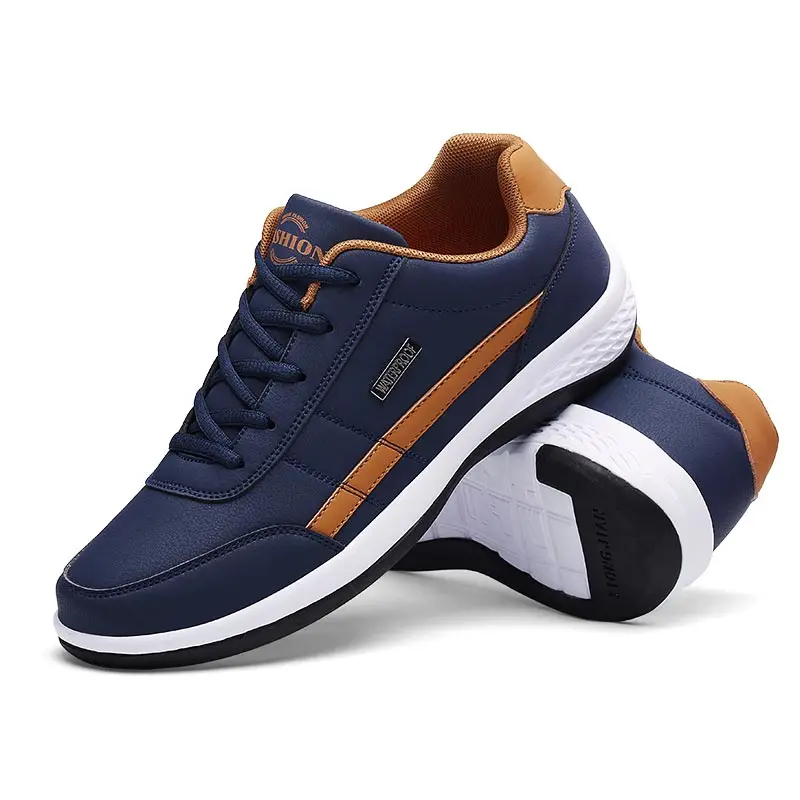 

Leather Sneakers for Men Running Sport Training Shoes Blue Color Fall Collection
