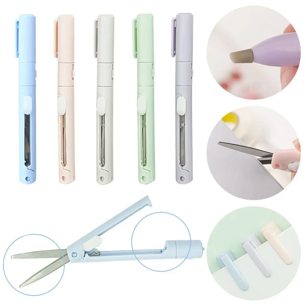 

School Office Supplies DIY Multifunction Pen Shape Scissors Ceramic Penknife Folding Scissors Paper-Cutting Art Tool