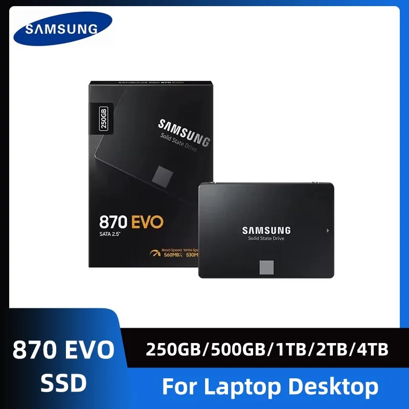 Внутренний твердотельный накопитель SAMSUNG 2 5 дюйма SATAIII SSD 870 Evo 1 ТБ 4 500 ГБ 250