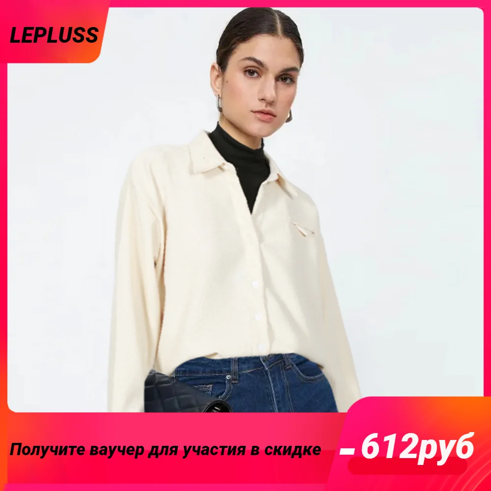 

Женские рубашки LEPLUSS с имитацией двух предметов, дизайнерская нишевая рубашка на весну и осень, Свободный пуловер с воротником-хомутом