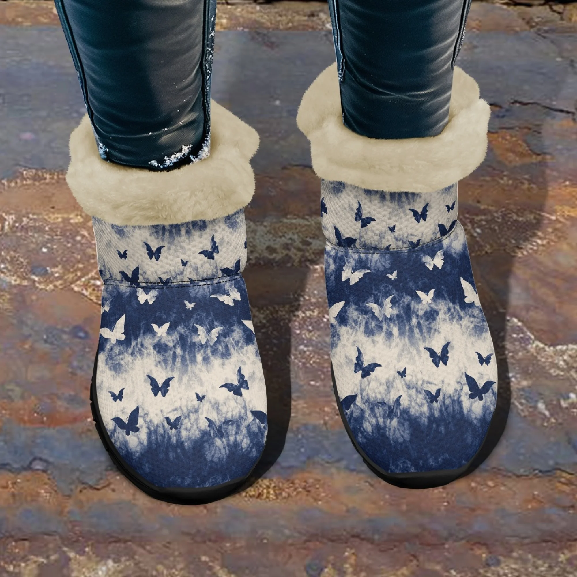 INSTANTARTS/женские зимние ботинки с принтом бабочки повседневная мягкая женская