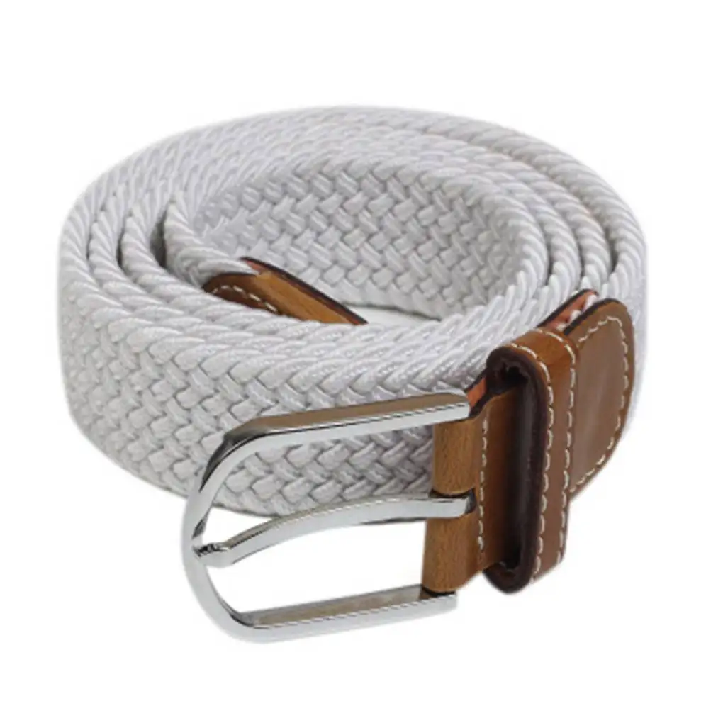 

Unisex Elastic Knitted Canvas Belts Decoration Alloy Buckle Woven Stretchable Nylon Strap