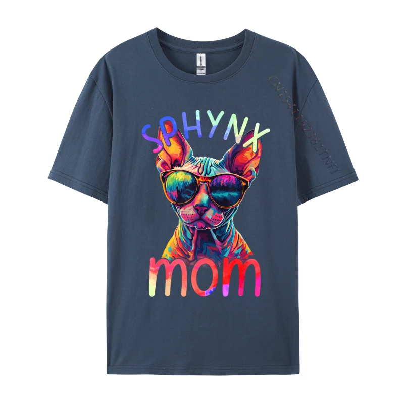 Sphynx Cat Mom Colorful Art Design Top T-shirts Tops & Tees 2024 New Fashion Cotton Camisa Cool Men